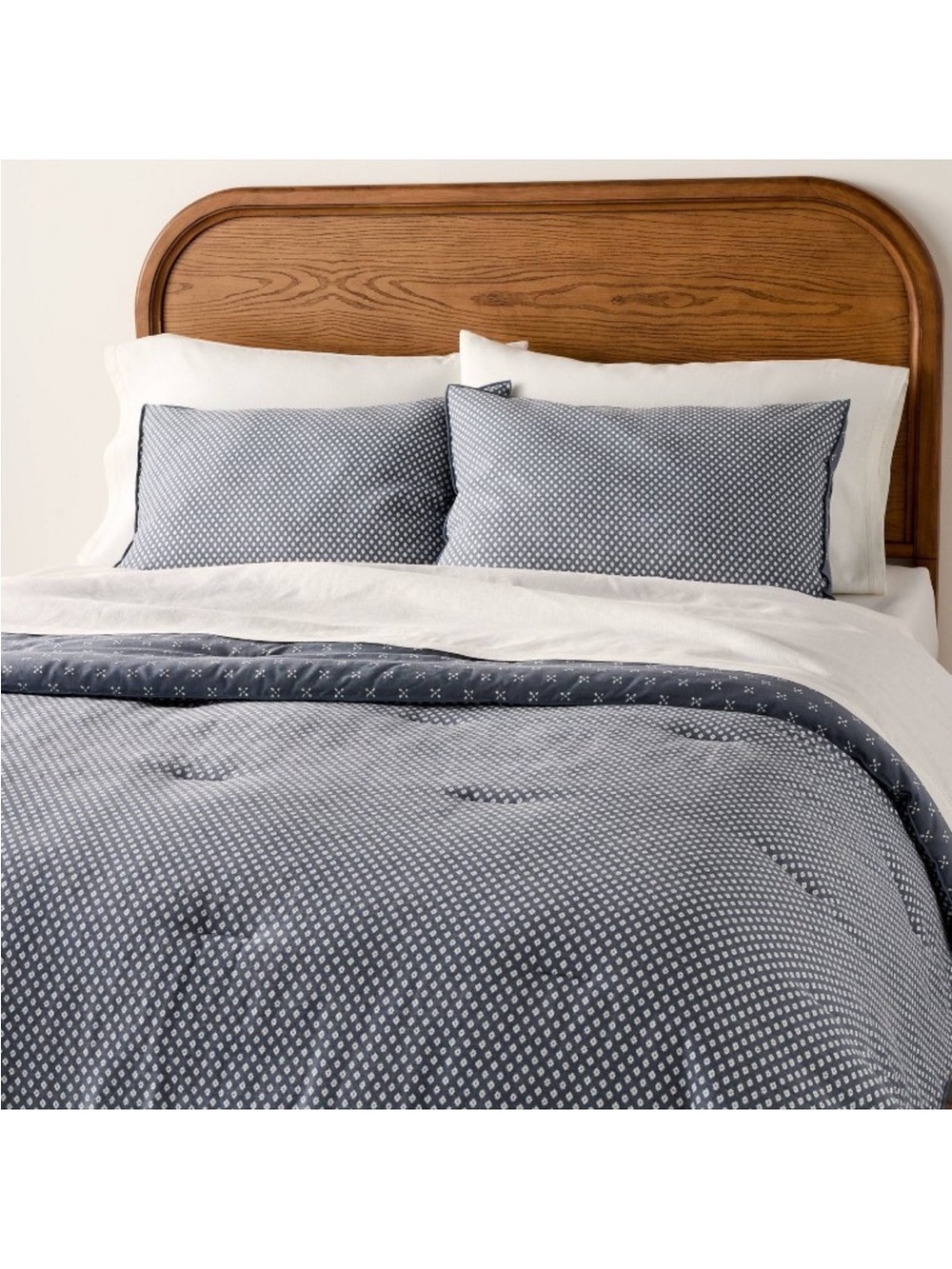 NWT 3pc Full/Queen Block Pattern Comforter Set Blue Hearth & Hand with Magnolia